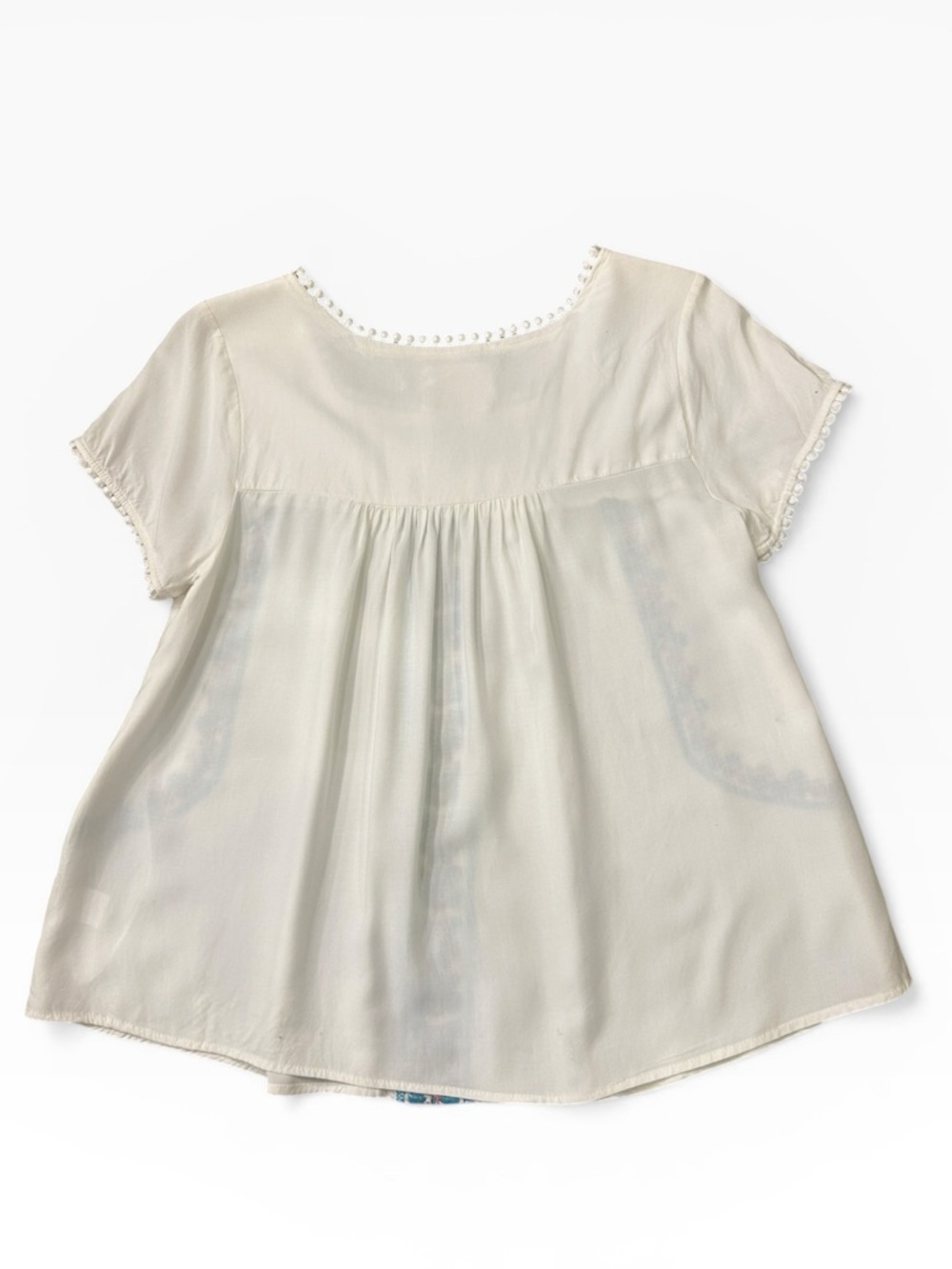 Savanna Jane Floral Embroidered Short Sleeve Square Neck Top White Size Small - Picture 11 of 13